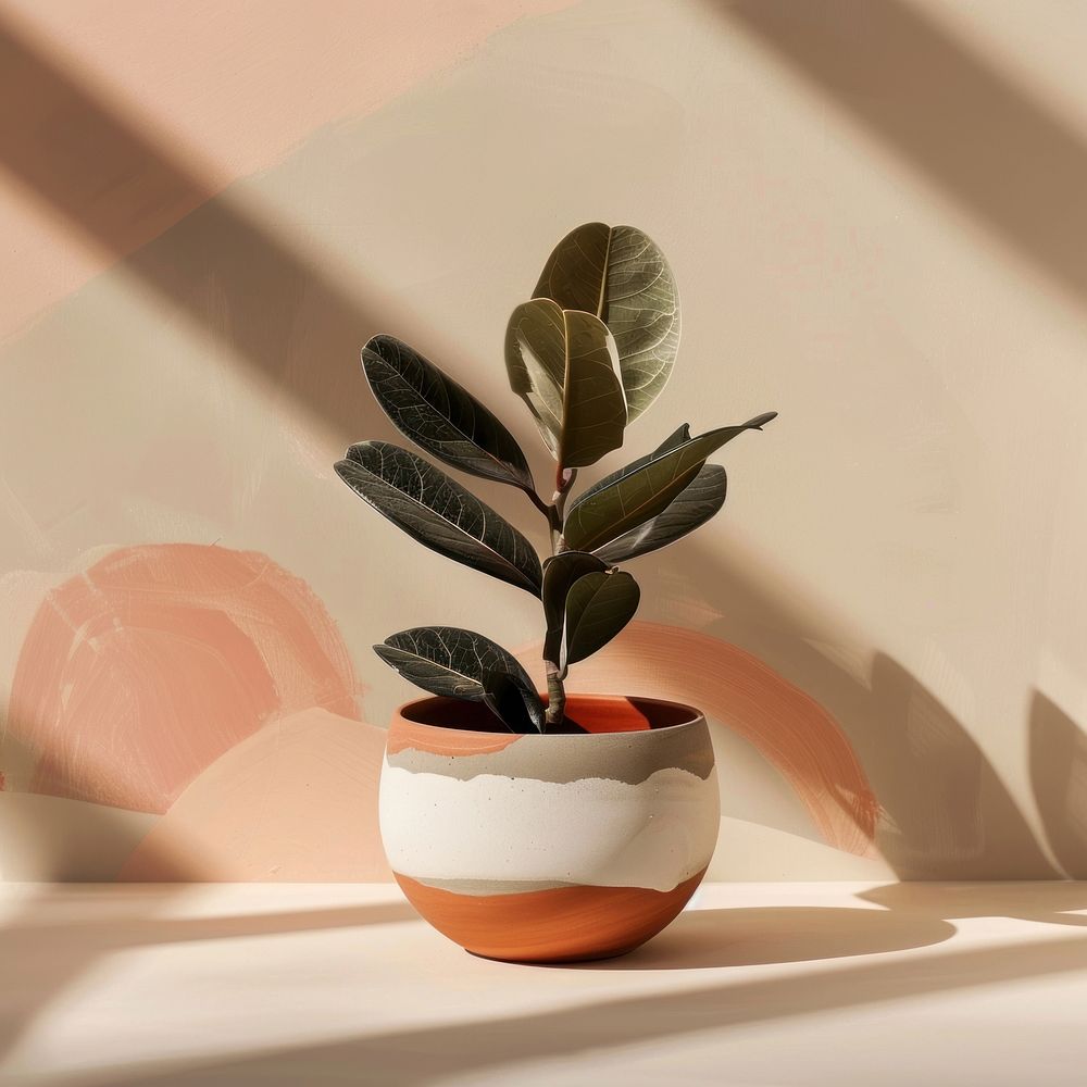 Abstract plant pot cookware leaf potted plant.