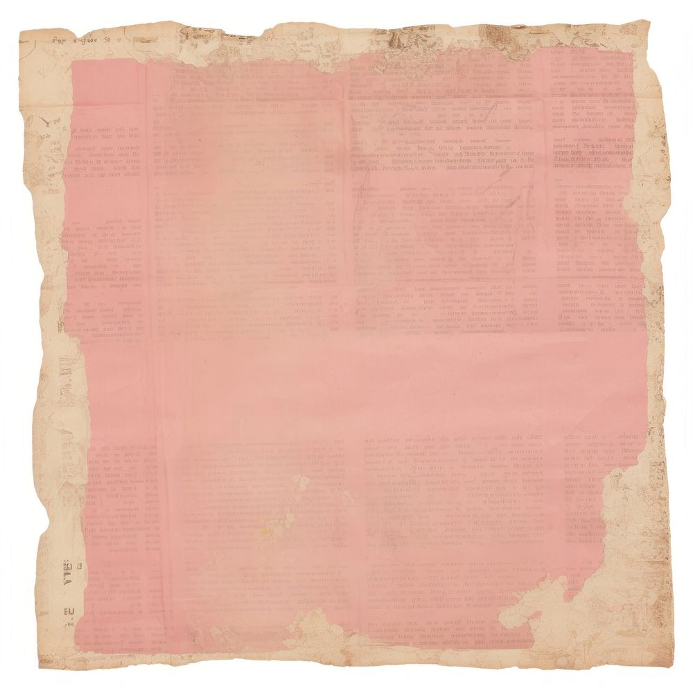 Pink newspaper ripped paper text publication document.