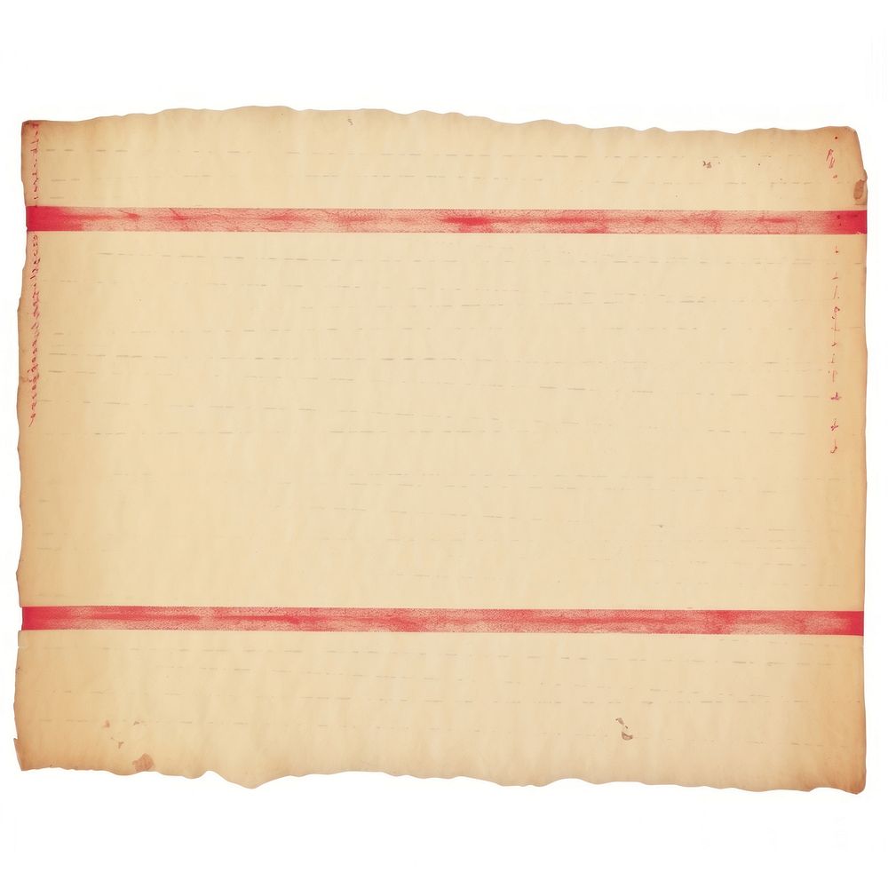 Red stripe line ripped paper text document page.