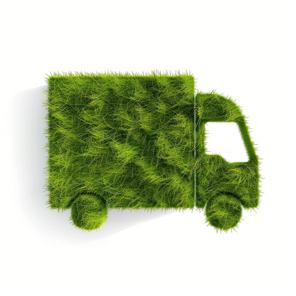 Truck shape lawn green grass blackboard.