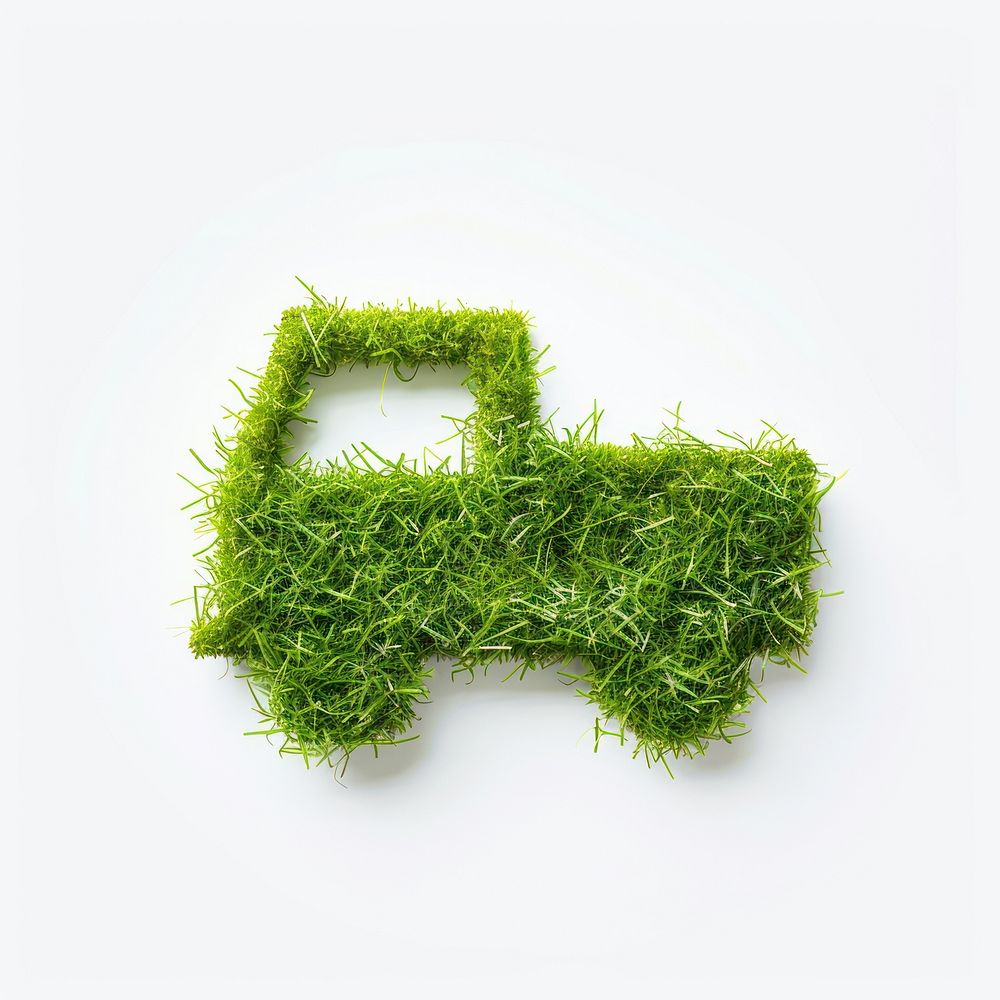 Truck shape lawn symbol green grass.