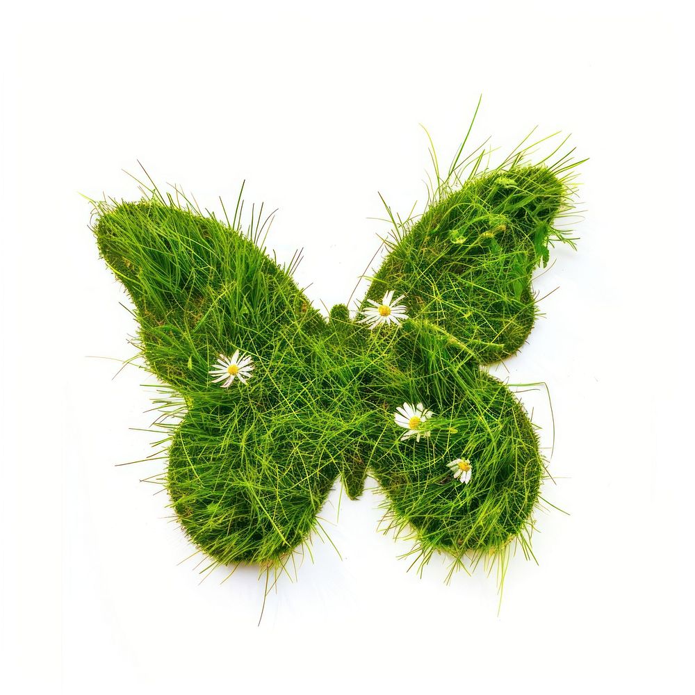 Butterfly shape lawn flower grass green.