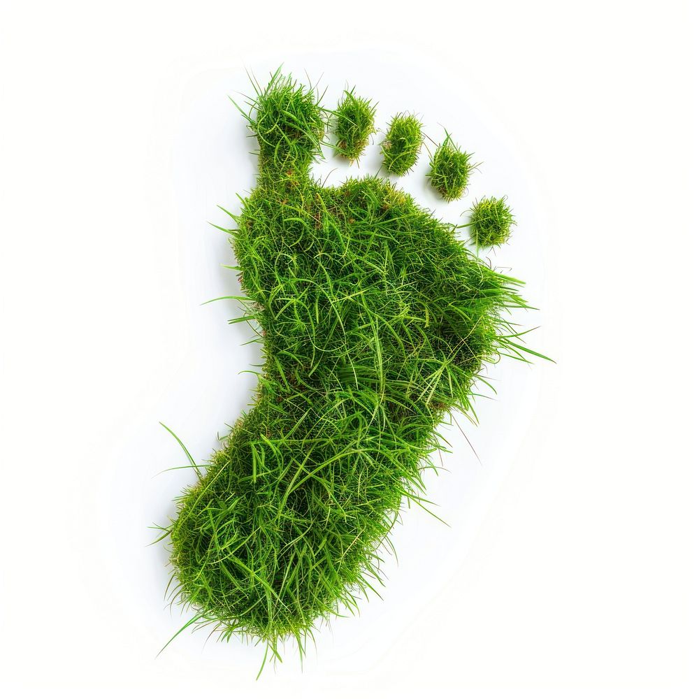 Foot shape grass footprint plant moss.