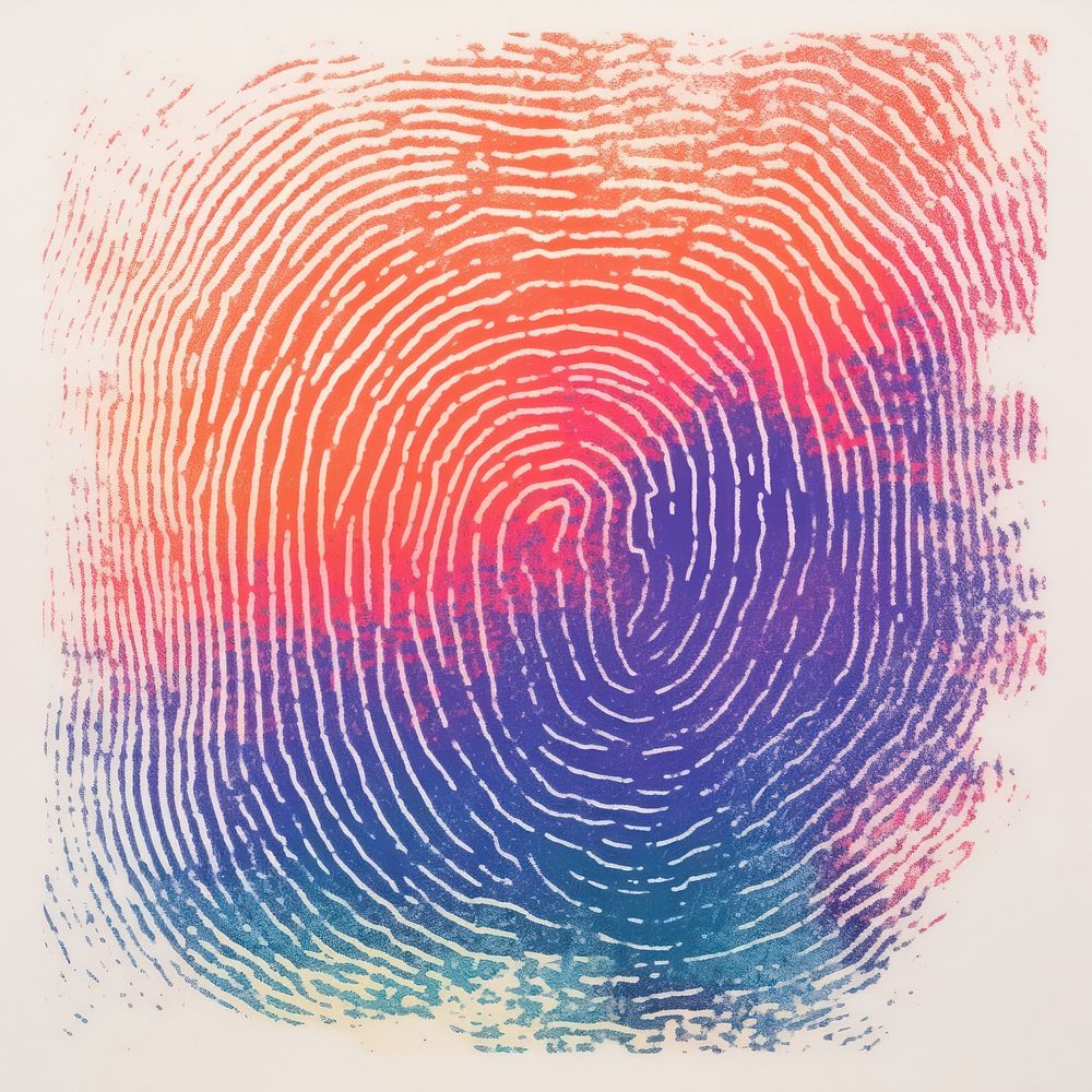 Fingerprint in Risograph backgrounds art concentric.