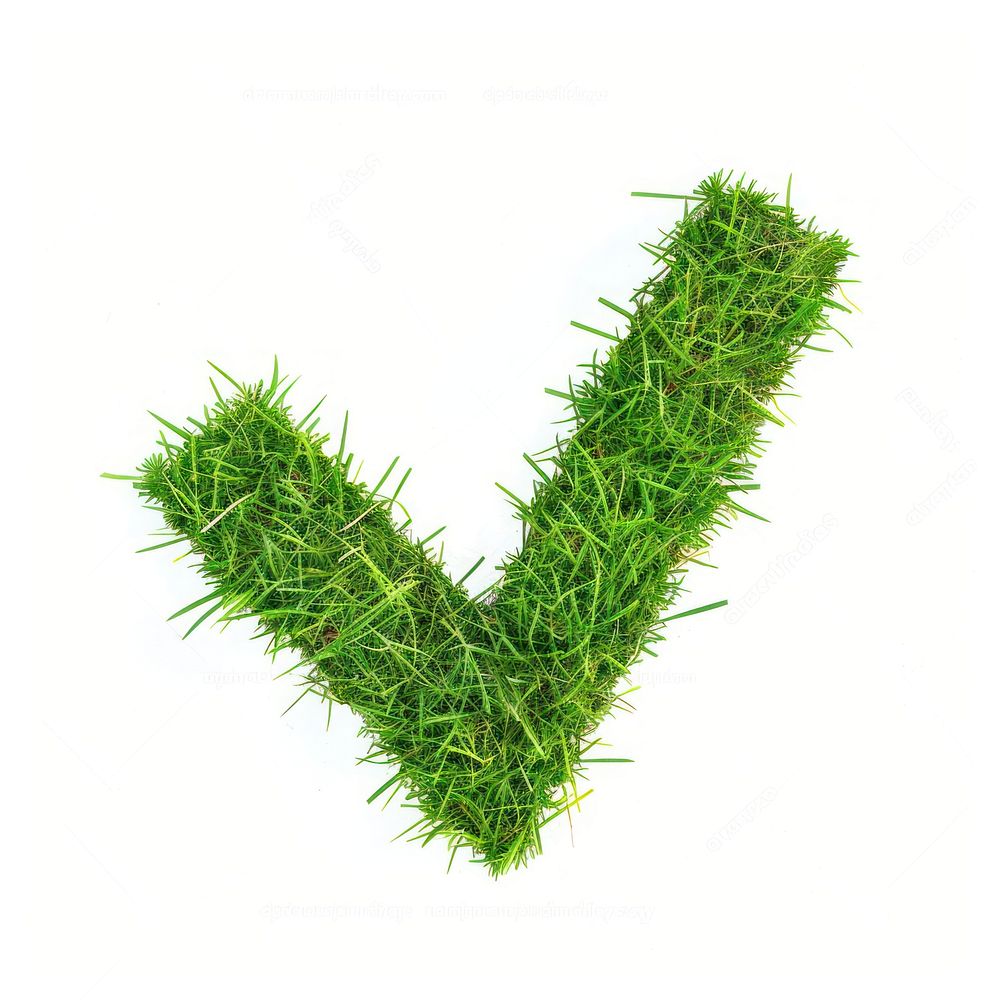 Checkmark shape lawn grass green plant.