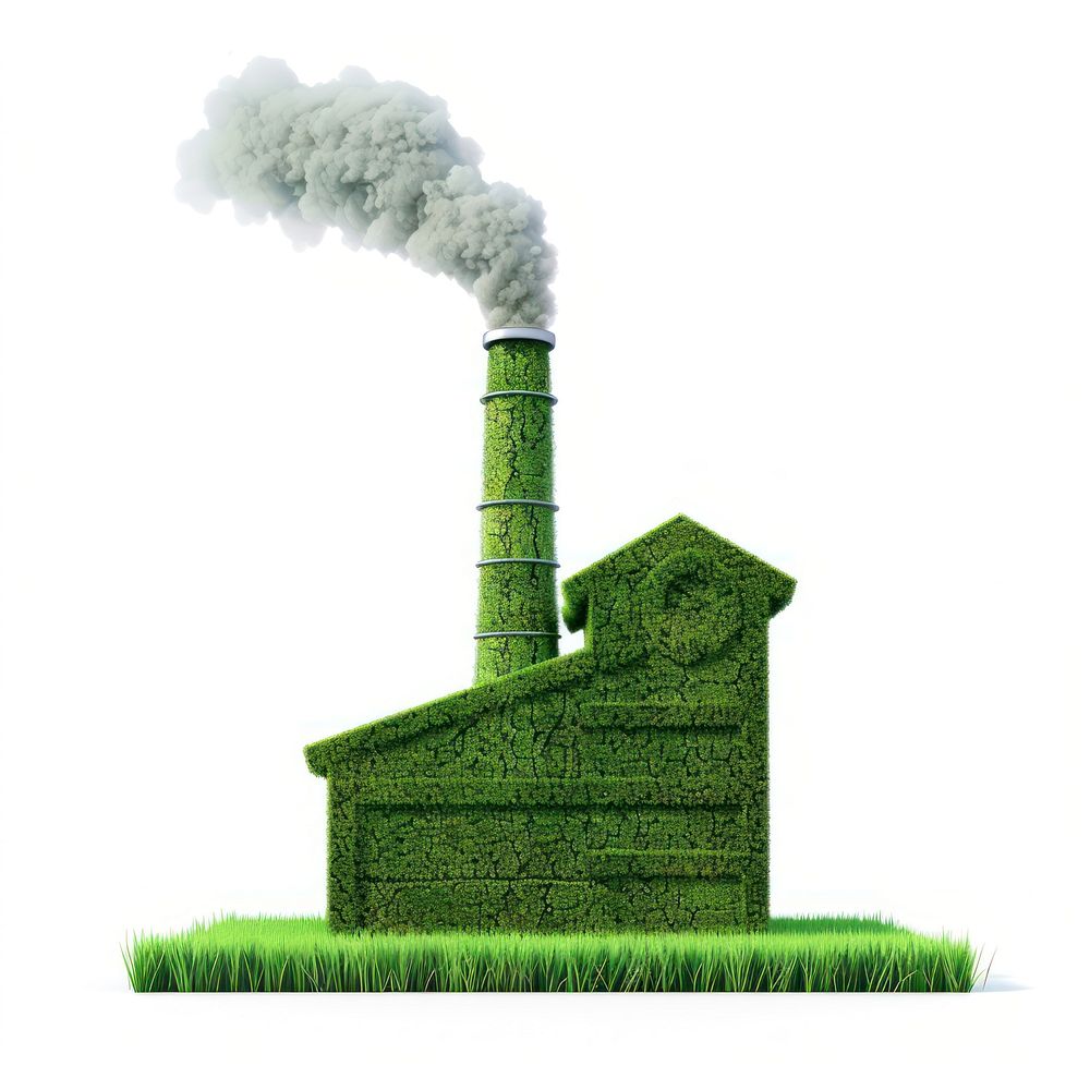 Factory with chimney shape lawn architecture building outdoors.