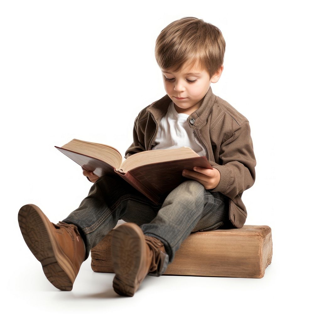 Kid reading book sitting person human.