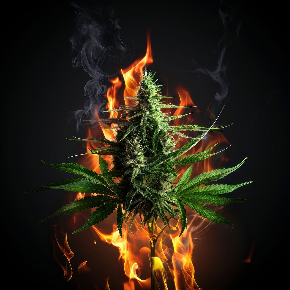 Photo of cannabis flame fire bonfire.