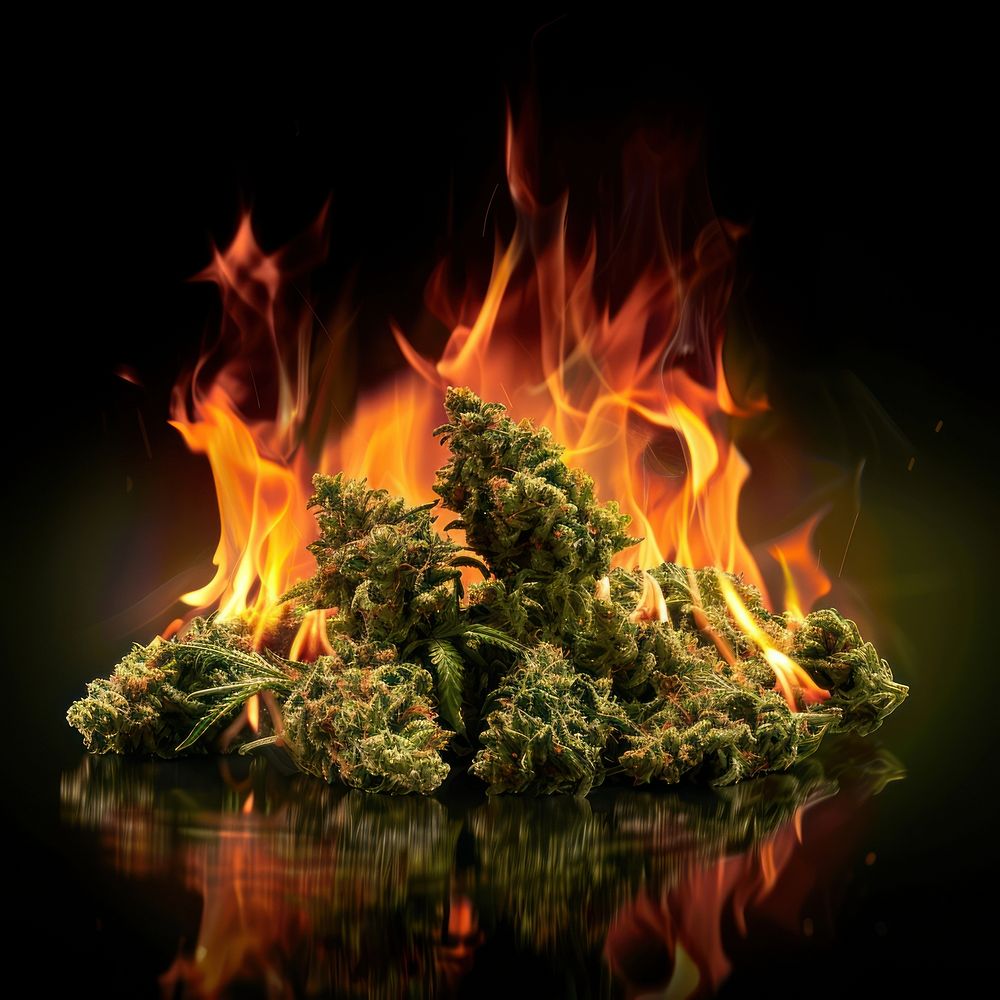 Photo of cannabis flame fire bonfire.