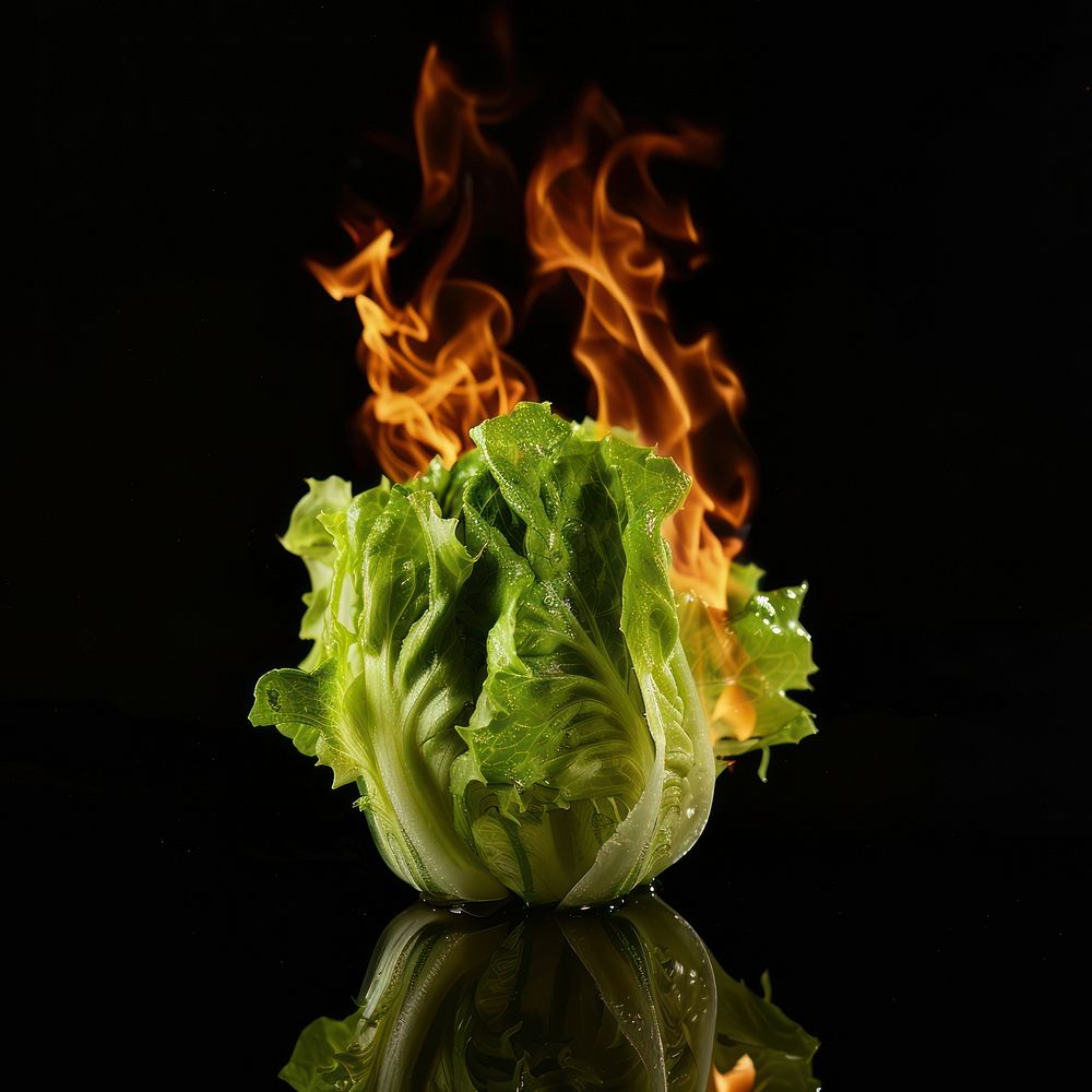 Photo of lettuce flame fire vegetable.