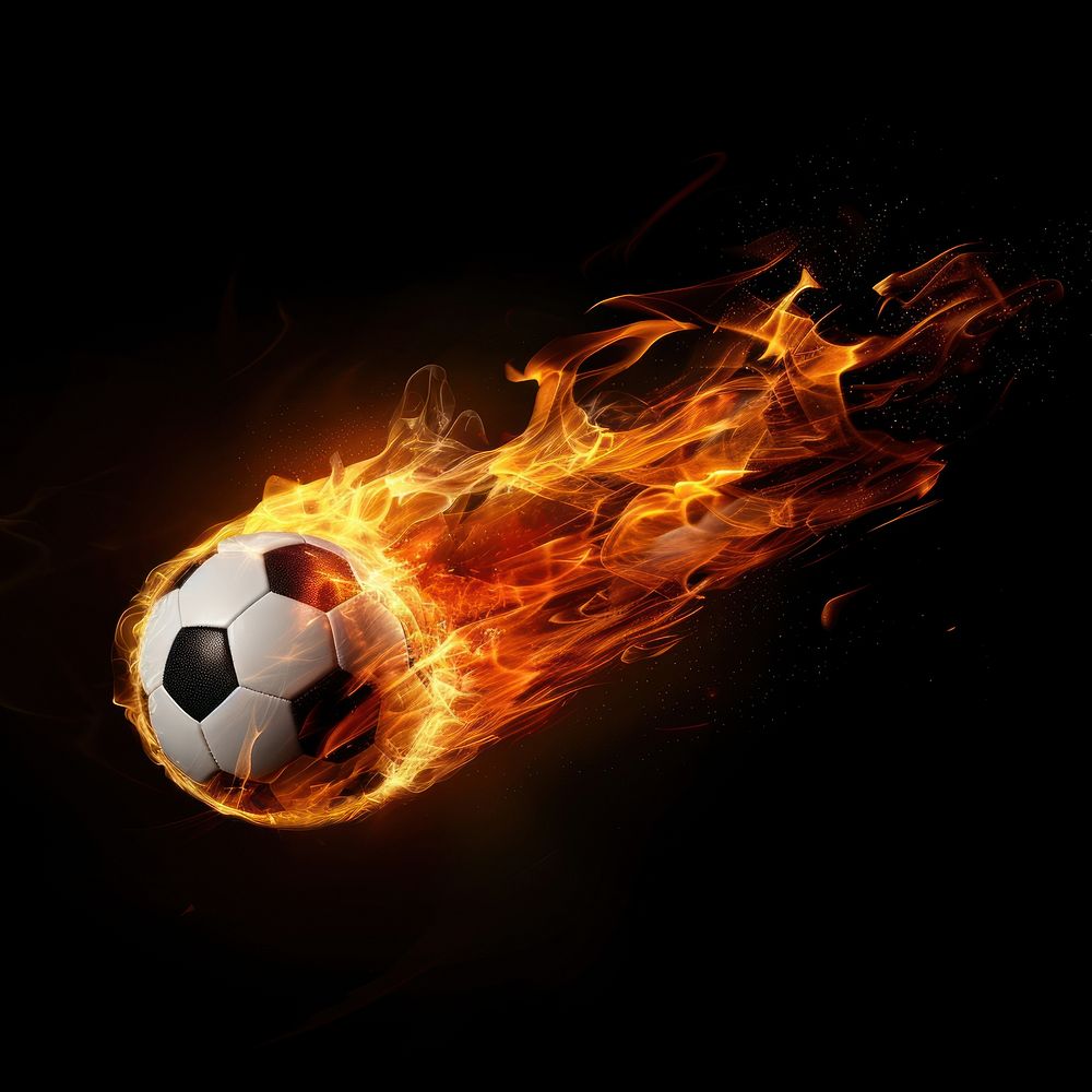 Photo of soccer ball flame fire football.