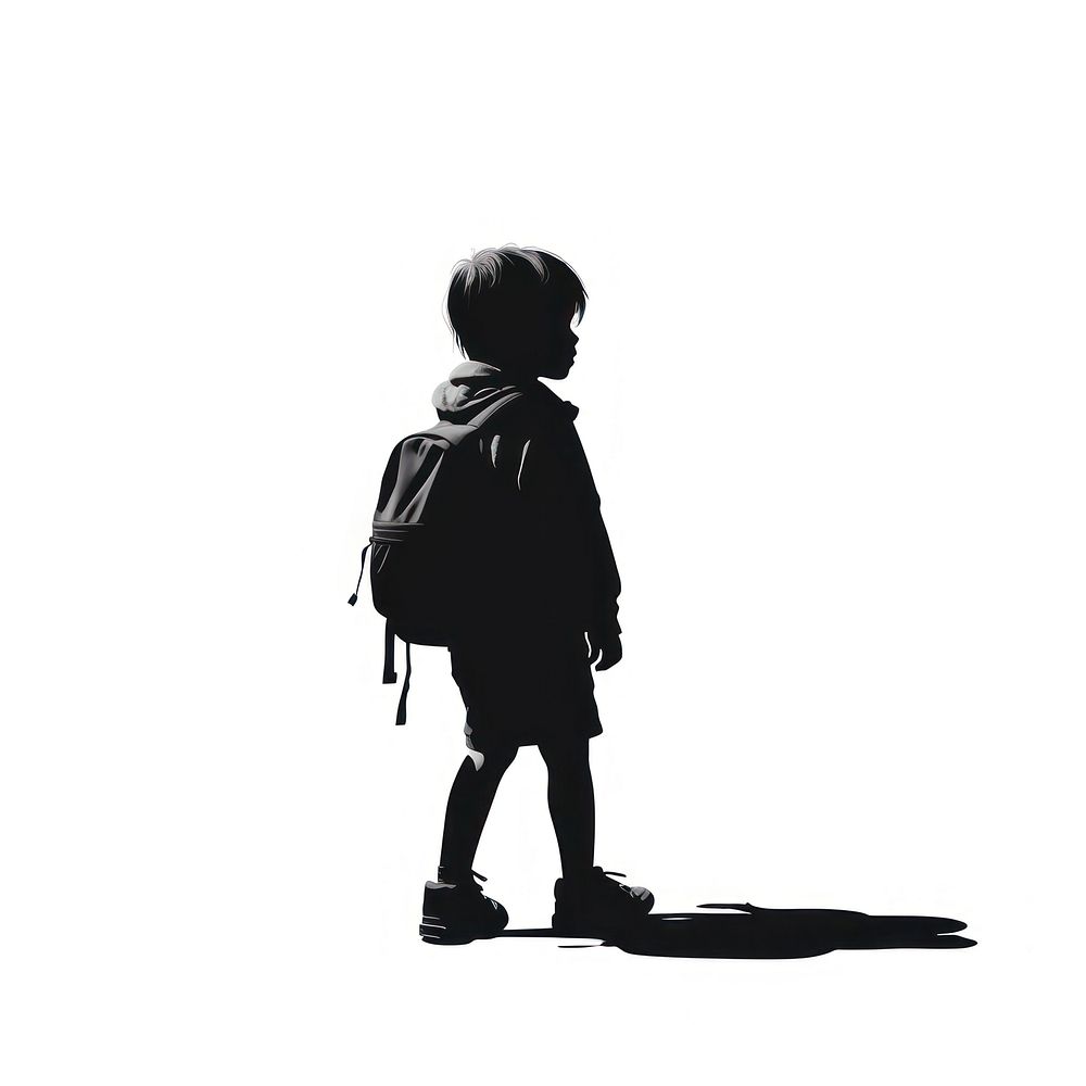 School silhouette clothing footwear backpack.