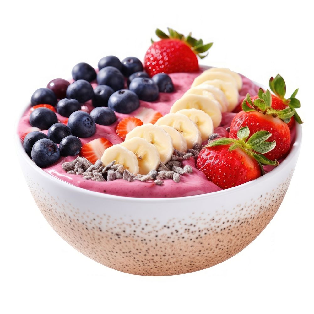 Acai bowl strawberry blueberry raspberry.
