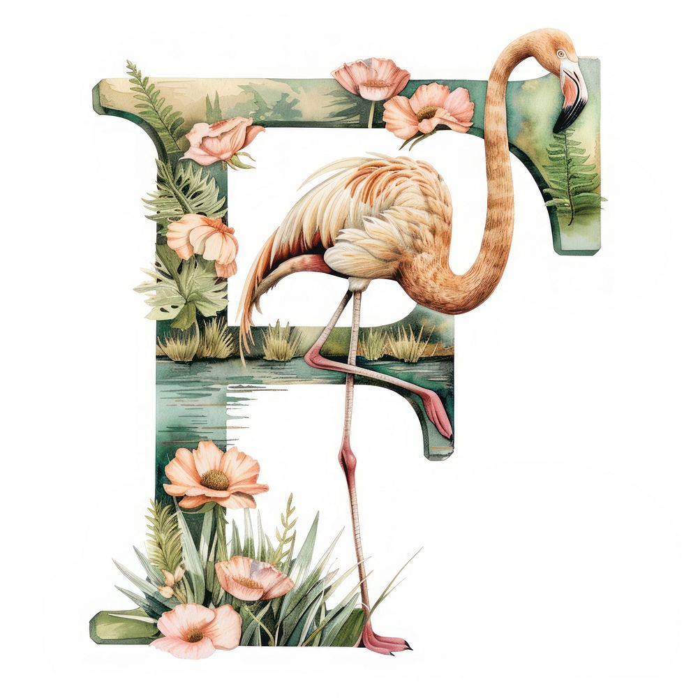 The letter F flamingo animal nature.