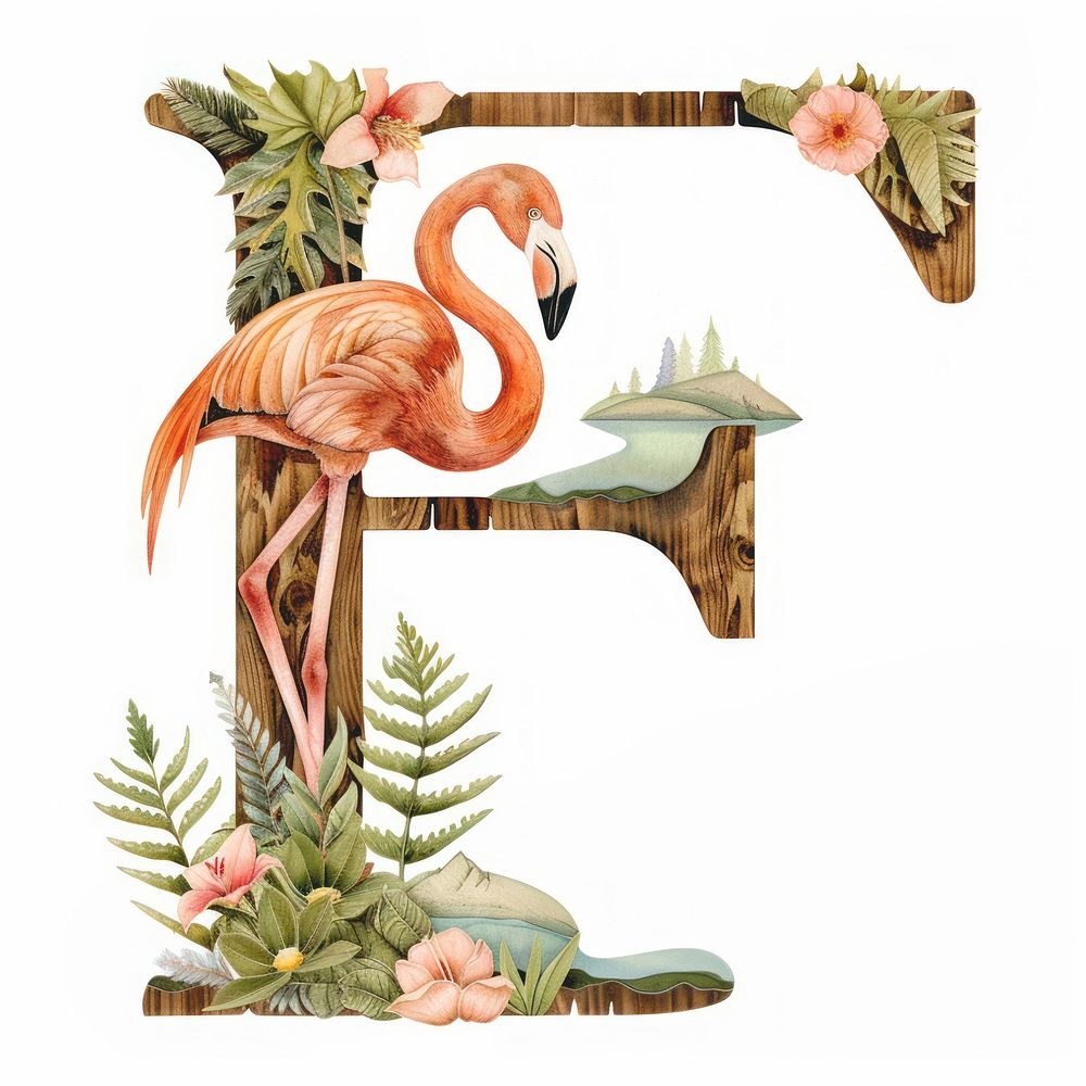 The letter F flamingo nature bird.