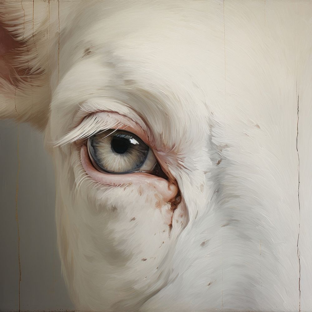 A close up on pale a keye livestock animal cattle.