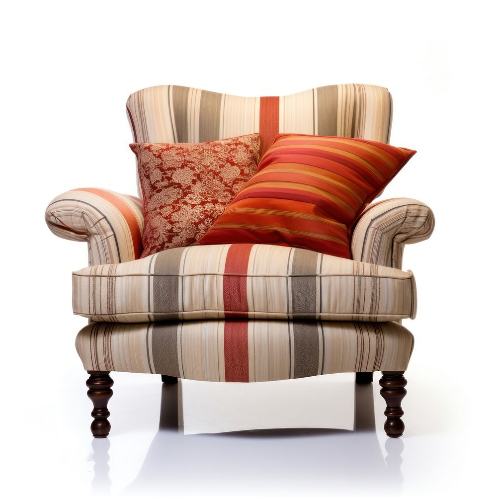 The warm tones striped cottage armchair pillow couch furniture.