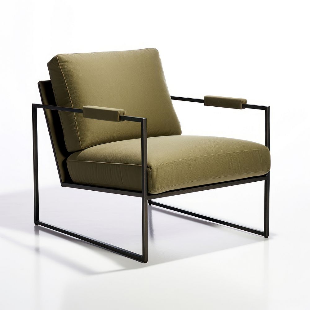 A modern olive green linen armchair furniture.