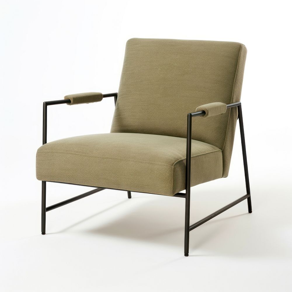 A modern olive green linen armchair furniture.
