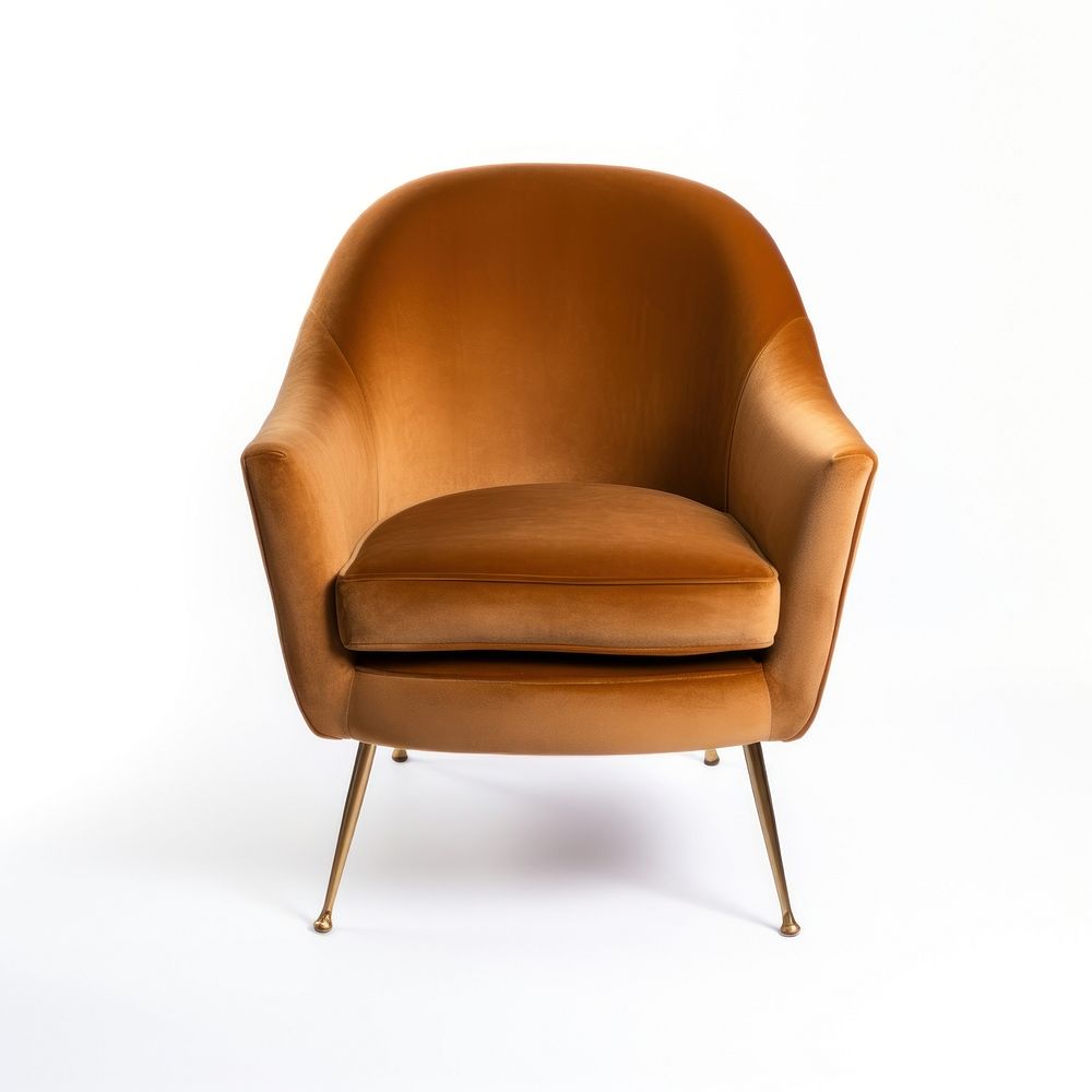 A brown velvet armchair furniture.