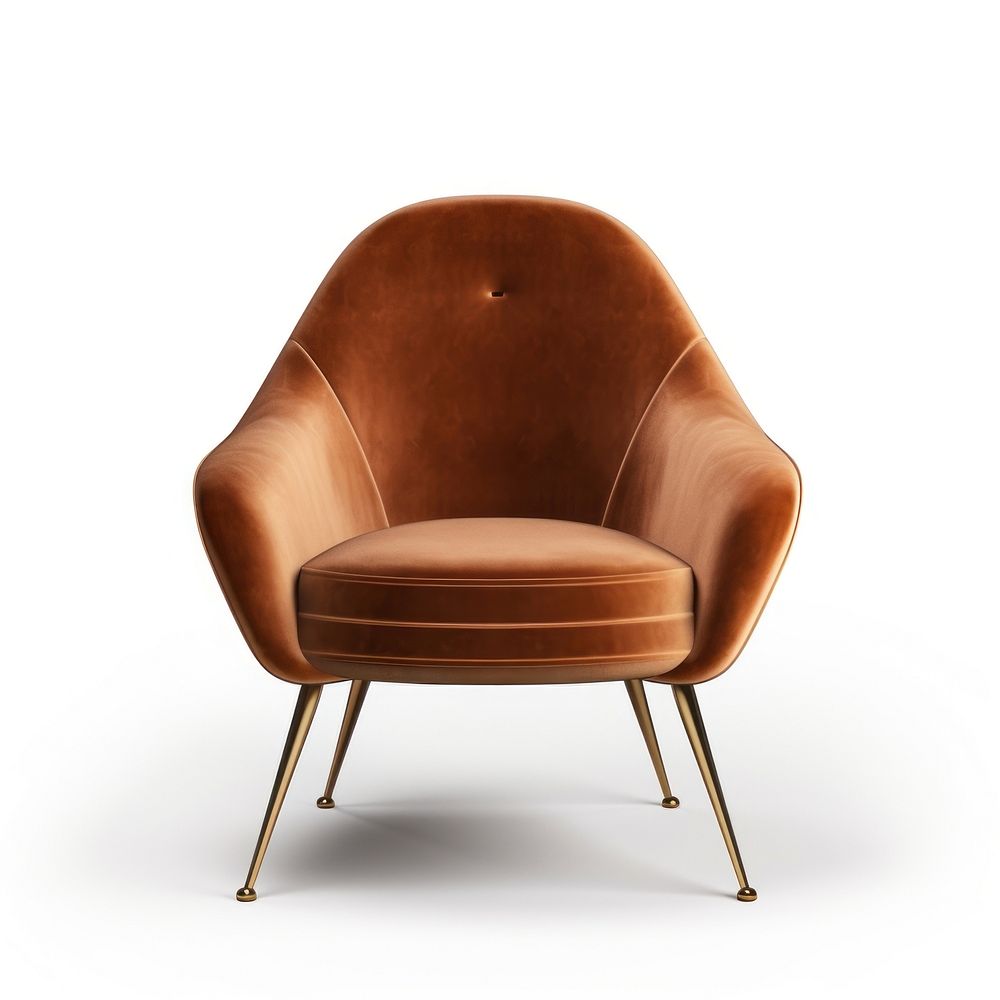 A brown velvet armchair furniture.