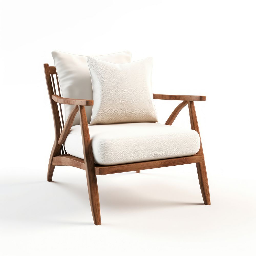 Modern elegant wooden armchair cushion furniture pillow.