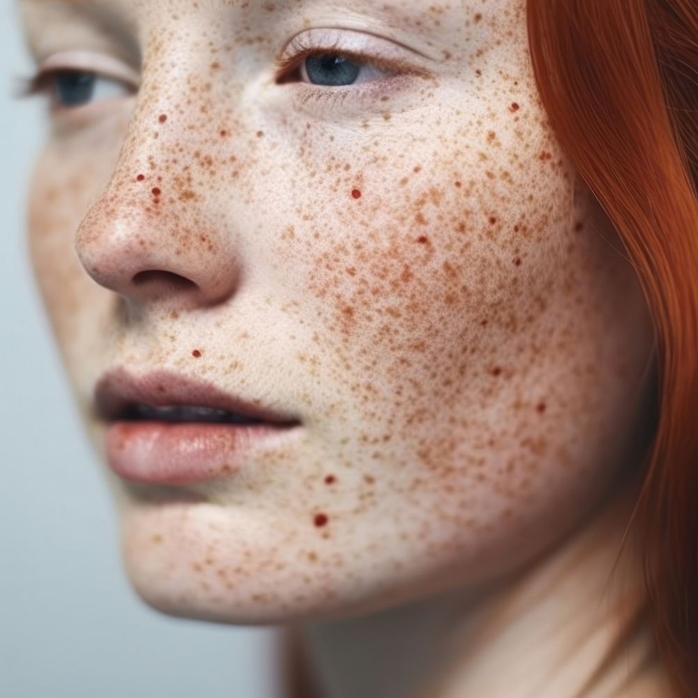 Woman with freckles face person female.