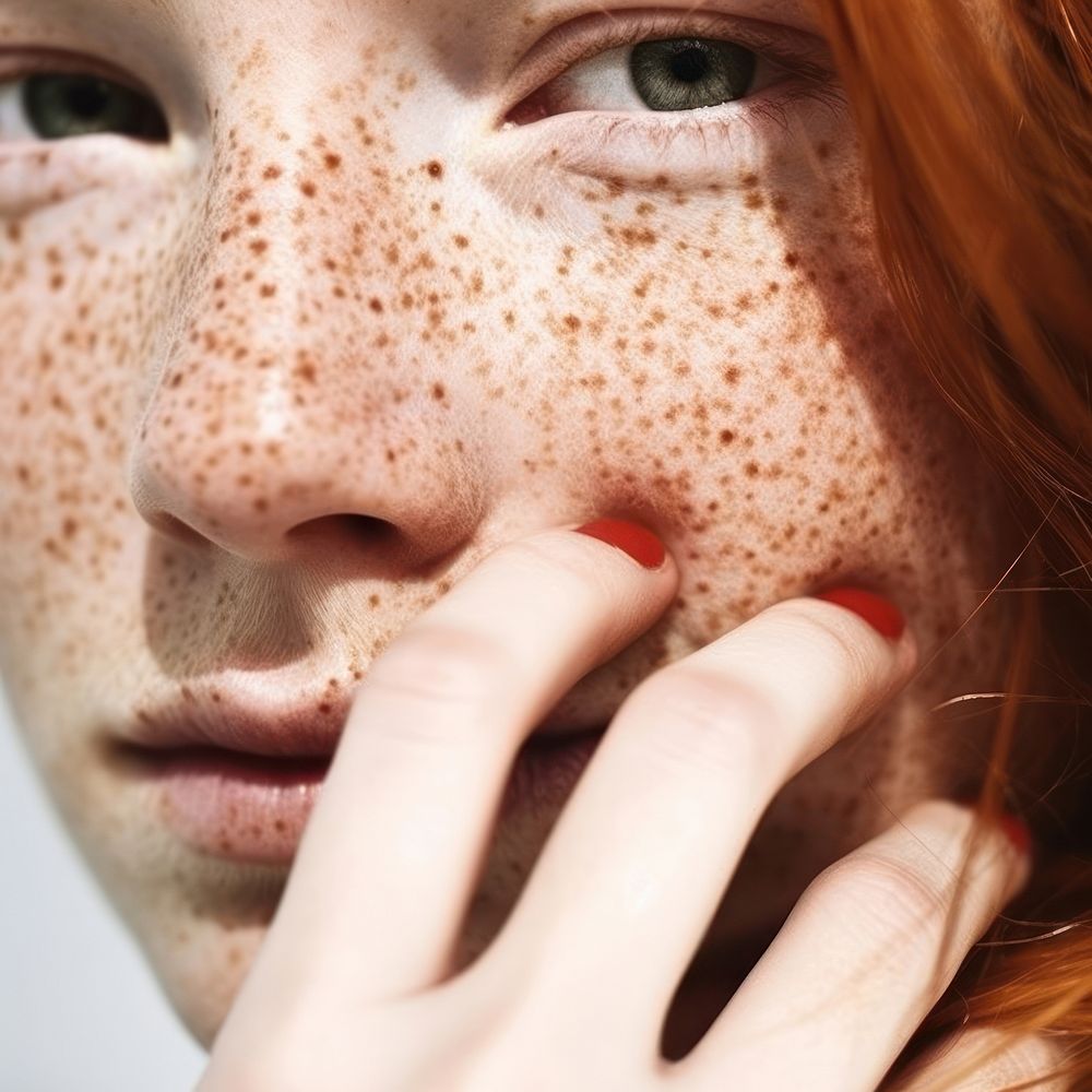 Woman with freckles face person human.