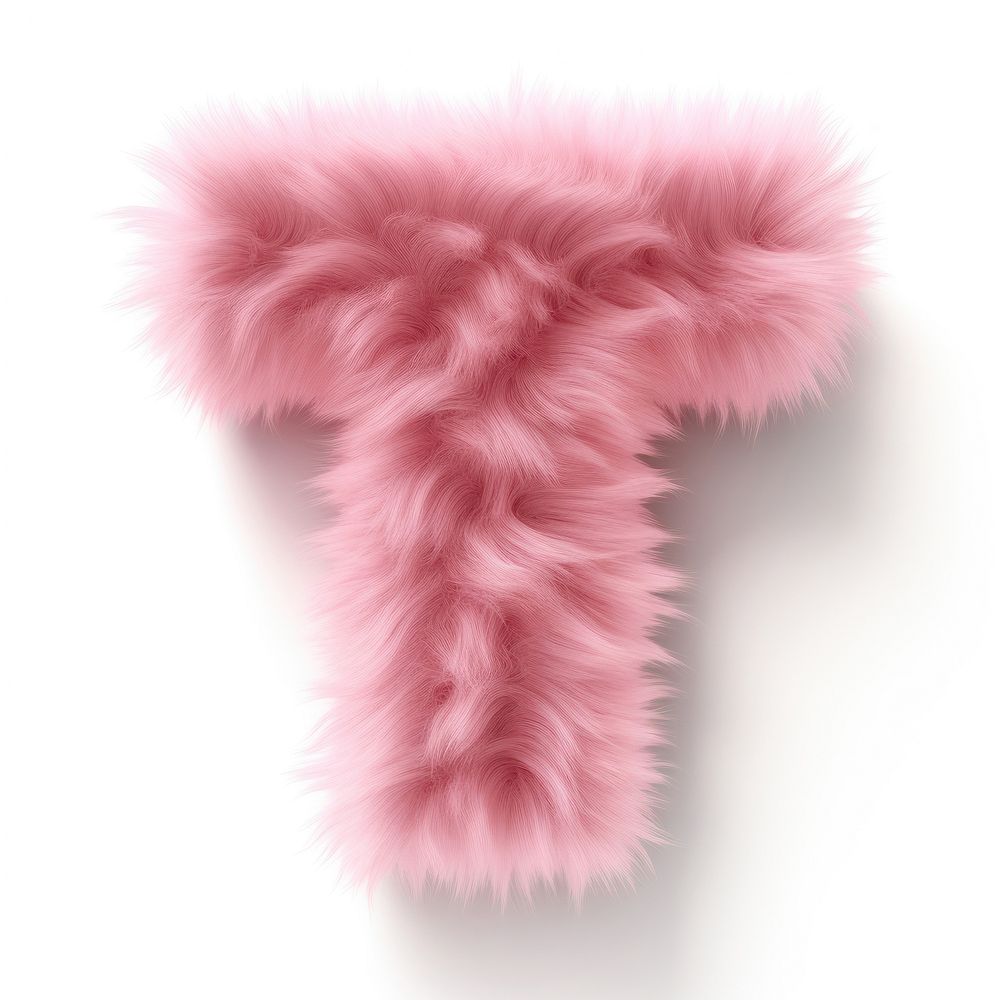 Fur letter T pink white background accessories.
