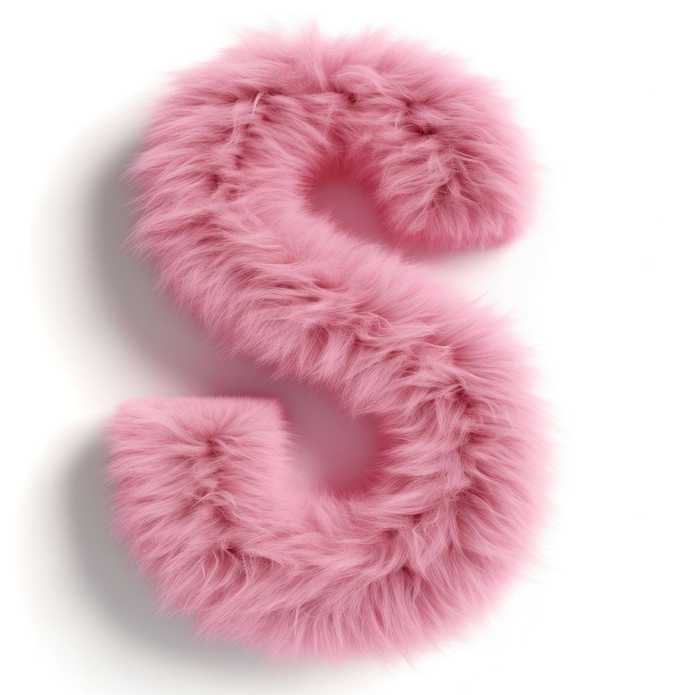 Fur letter S pink white background accessories.