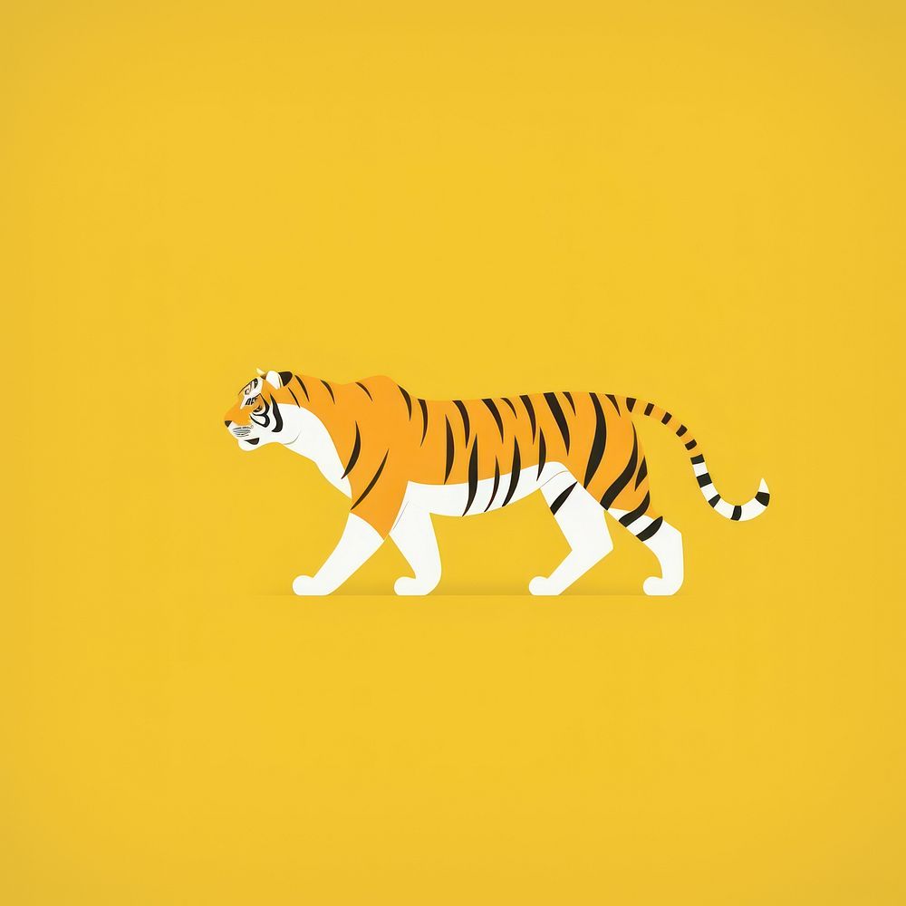 Minimal Abstract Vector illustration of a tiger wildlife animal mammal.