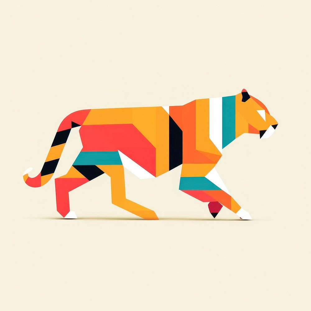 Minimal Abstract Vector illustration of a tiger mammal animal art.