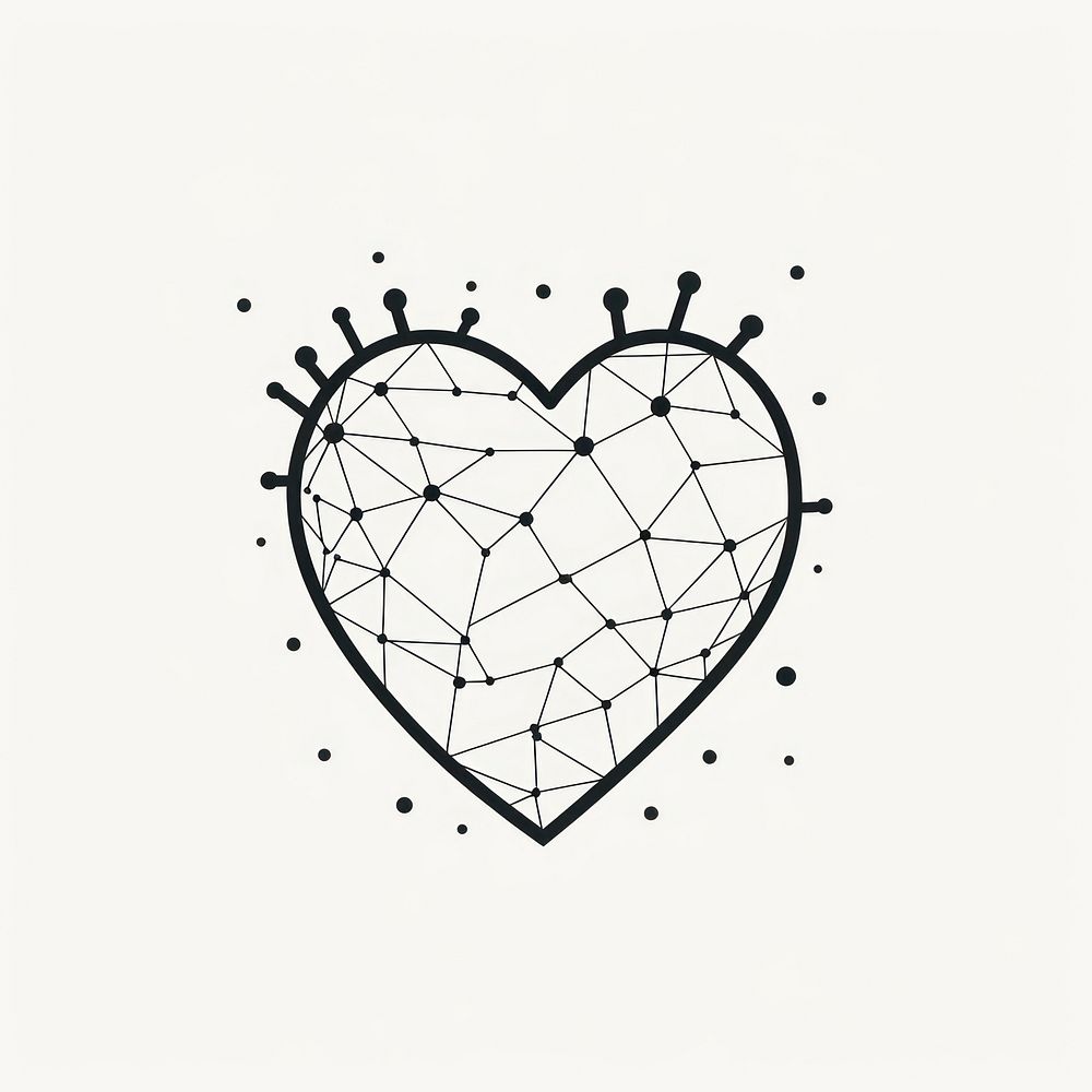 Heart by dotted drawing illustrated sketch.