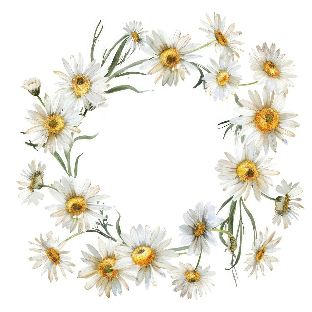 Chamomile frame watercolor flower daisy plant.
