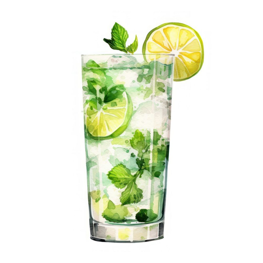 Mojito cocktail watercolor difference design Premium Photo