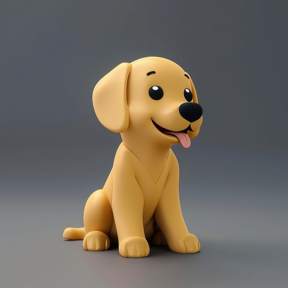 Golden retriever puppy figurine cartoon animal.