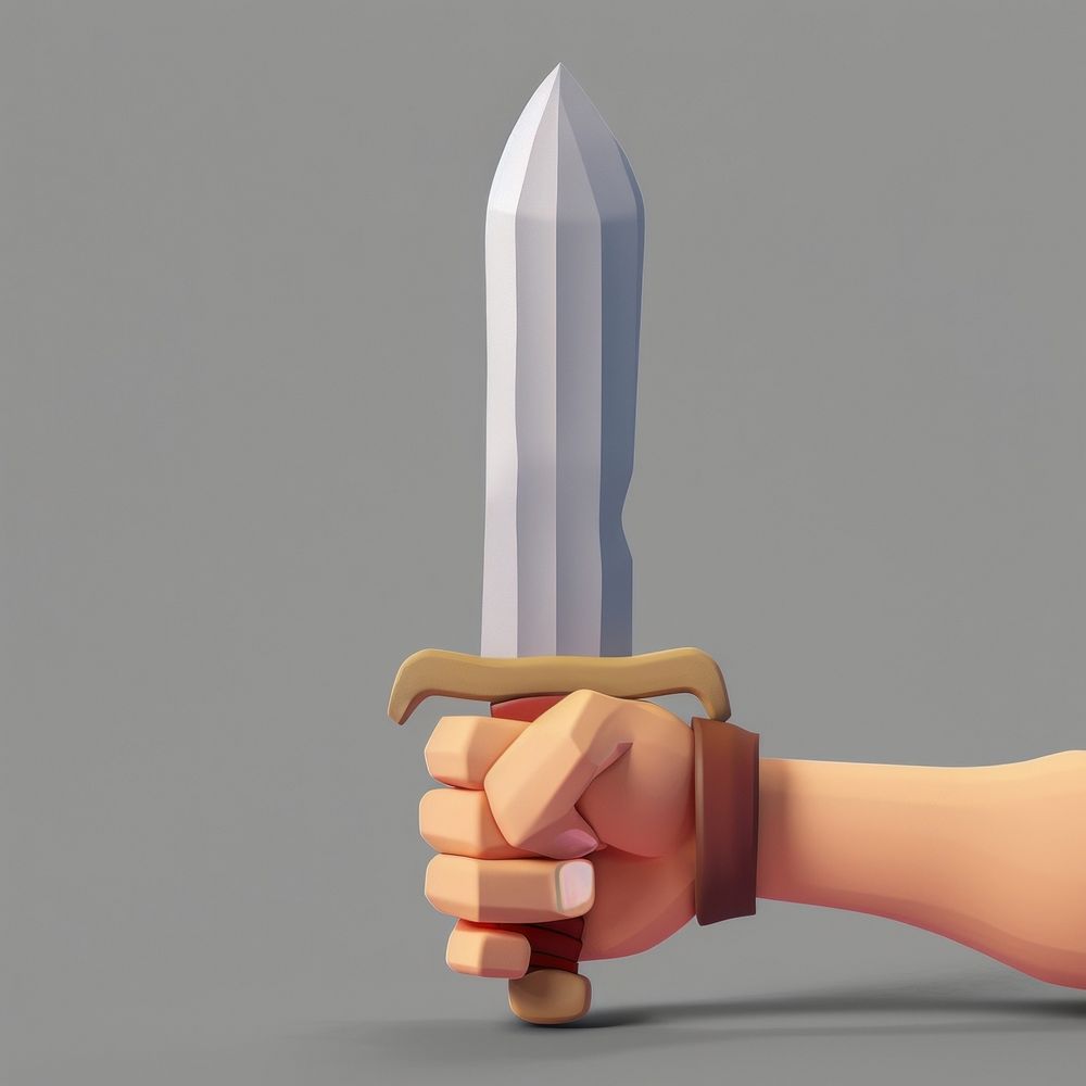 Hand holding sword weapon dagger knife.