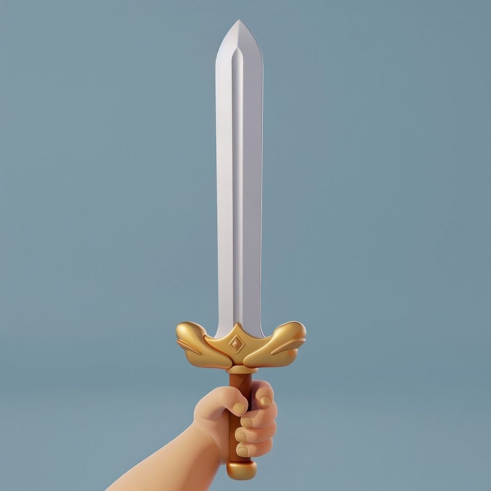Hand holding sword dagger weapon security.