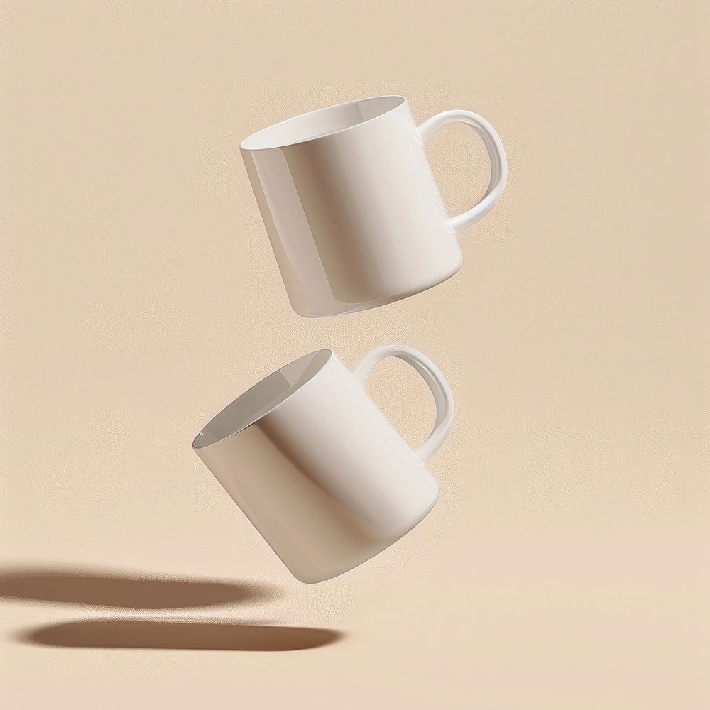 Two mug mockup porcelain beverage pottery.