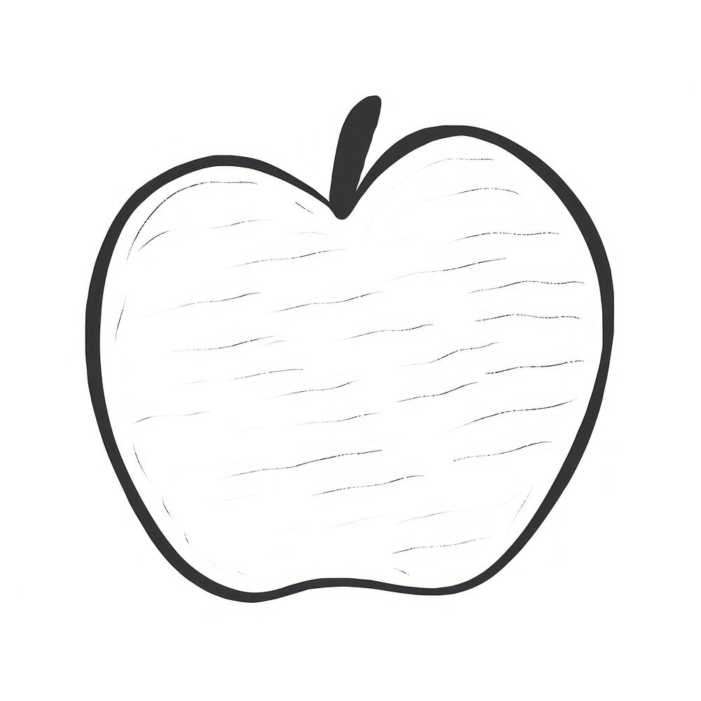 Apple drawing sketch white background.
