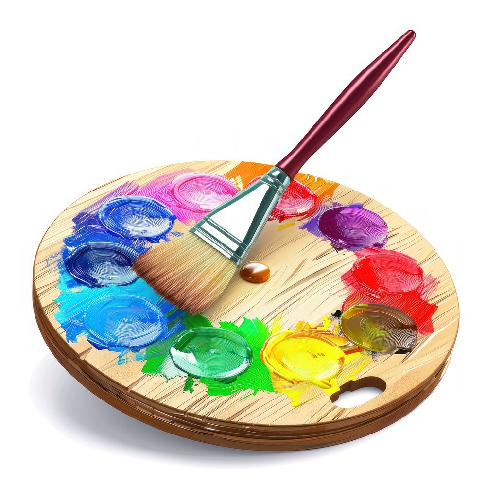 Color palette with brush white background paintbrush creativity.