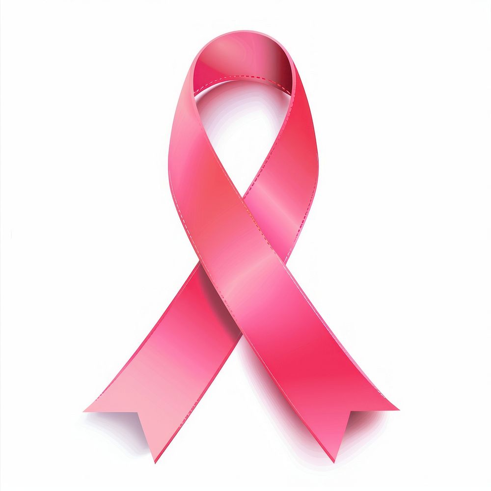 Gradient Ribbon brest cancer ribbon pink white background.