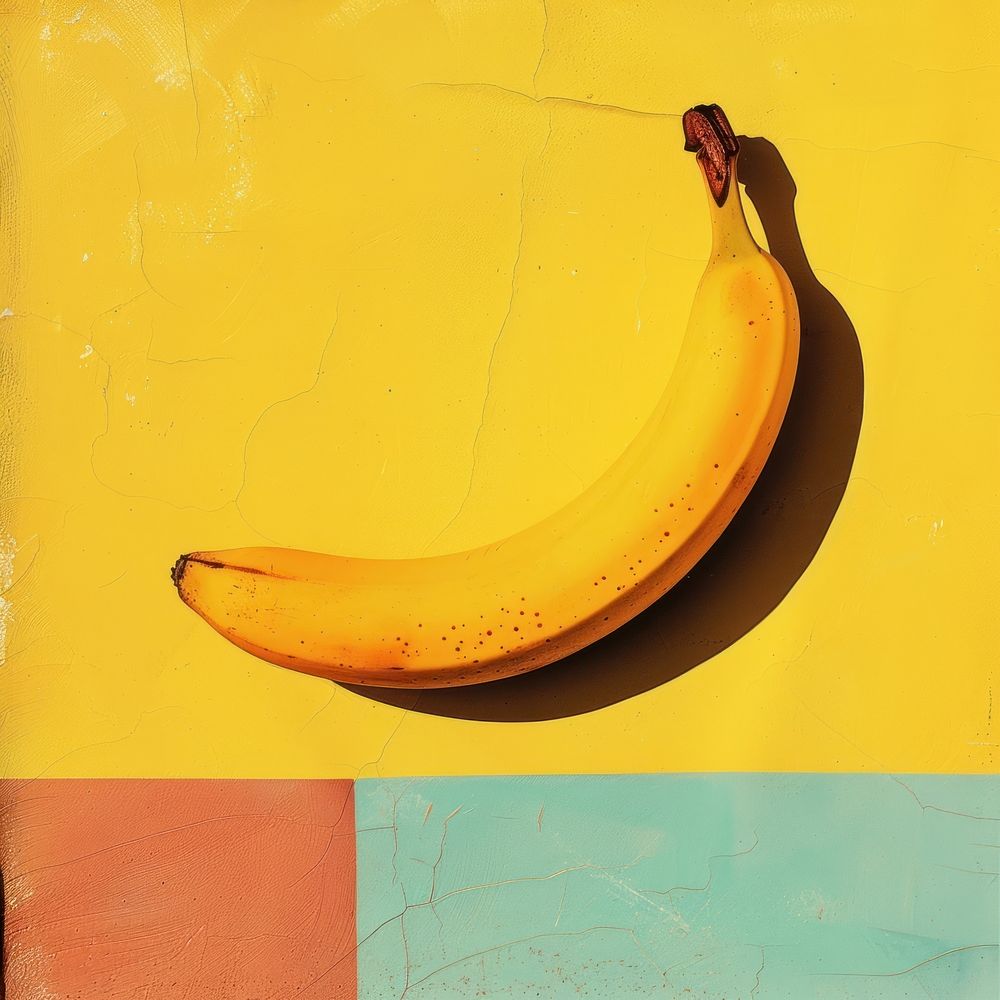 Retro collage of a banana freshness painting produce.