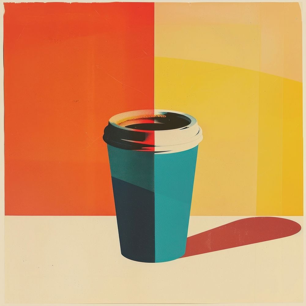 Retro collage of a coffee cup mug art refreshment.