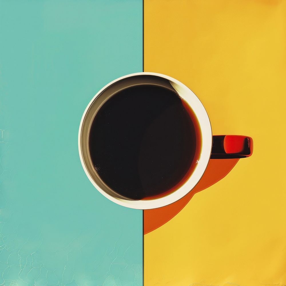 Retro collage of a coffee cup drink mug refreshment.