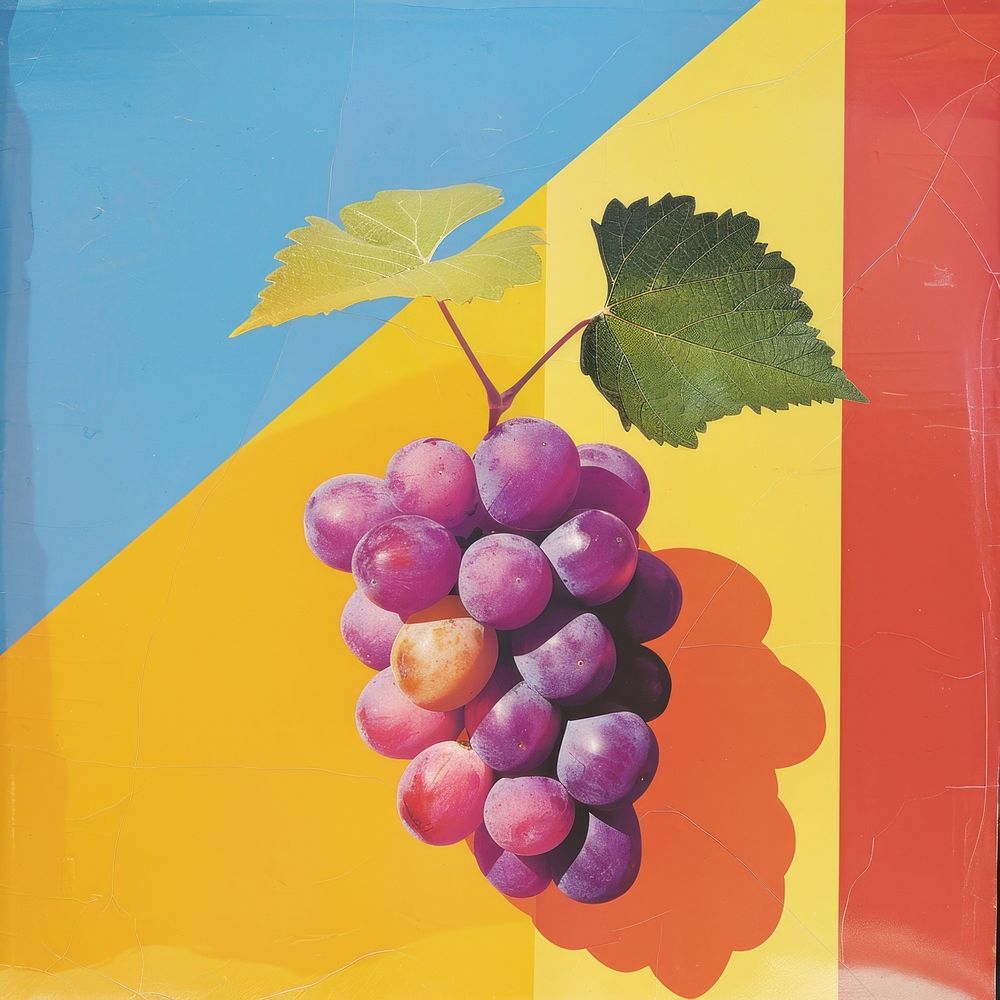 Retro collage of a grape grapes fruit plant.
