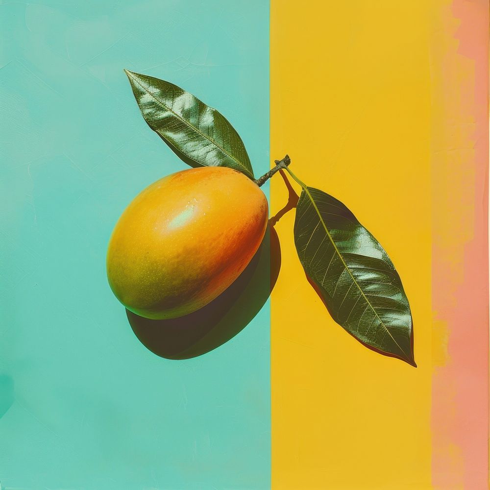 Retro collage of a mango fruit plant food.