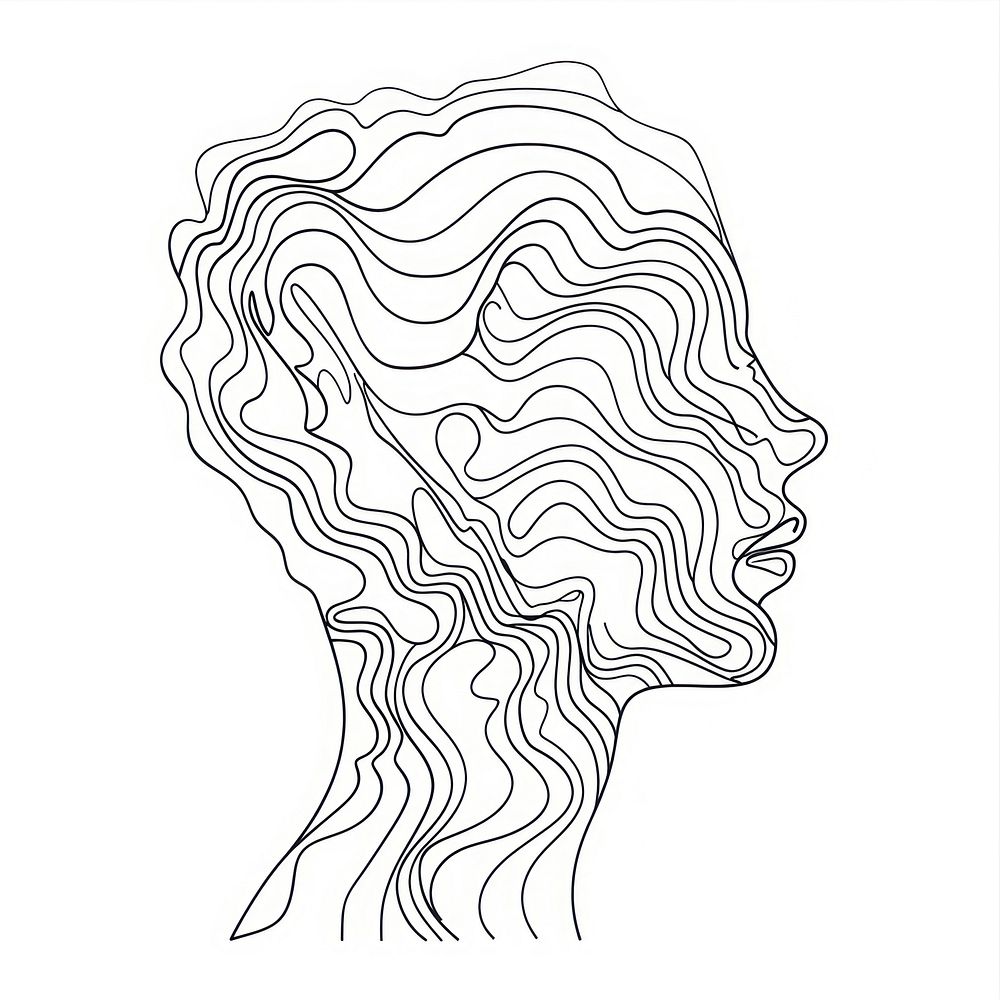 Mental health doodle drawing sketch line.