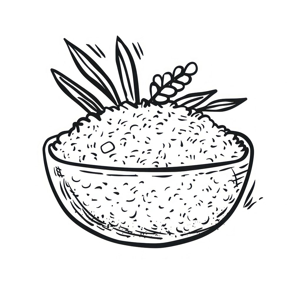 Organic rice doodle illustrated vegetable produce.