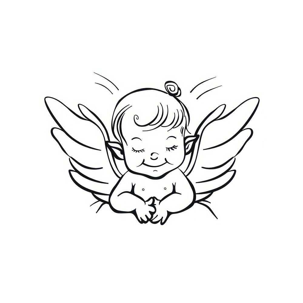 Cherub doodle illustrated drawing person.